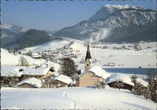 Vorderthiersee Winterpanorama gegen Zahmen Kaiser Kaisergebirge