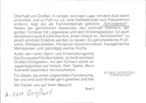 Grossarl Gasthof Pension Schuetzenhof Kat. Grossarl