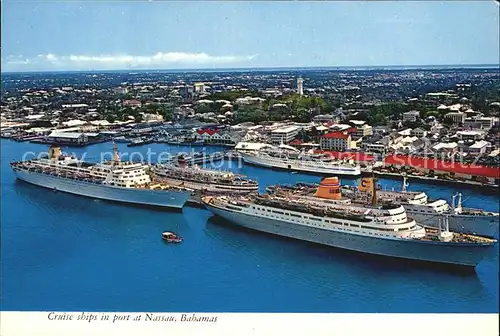 Nassau Bahamas Cruise ships in the port Passagierschiffe Fliegeraufnahme