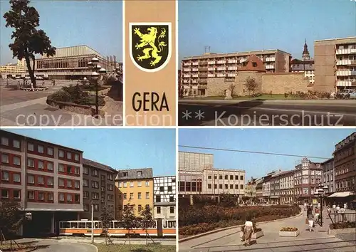 Gera Haus der Kultur Historische Stadtmauer Strassenbahndurchfahrt Johannisstrasse Wappen Kat. Gera