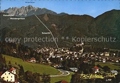 Kufstein Tirol Panorama mit Festung und Kaisergebirge Kat. Kufstein