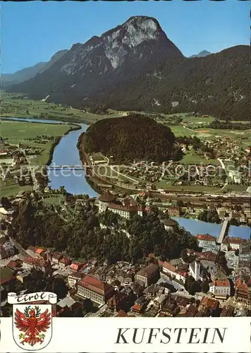 Kufstein Tirol Historische Festung Heimatmuseum Heldenorgel im Hintergrund der Pendling Brandenberger Alpen Fliegeraufnahme Kat. Kufstein