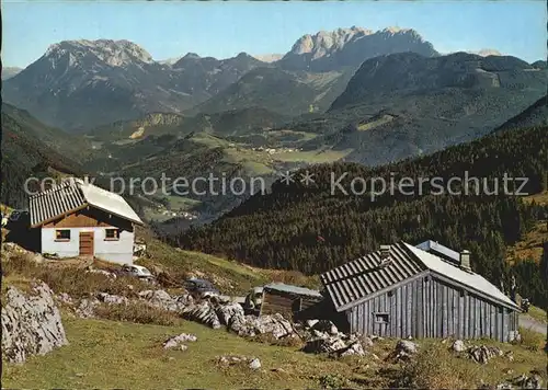 Landl Thiersee Ackeralm Panorama Blick auf Hinterthiersee und Kaisergebirge Kat. Thiersee