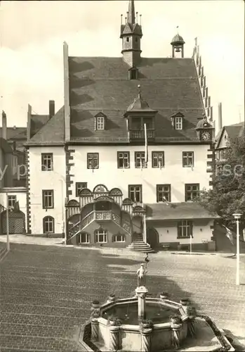 Poessneck Rathaus mit Marktbrunnen Kat. Poessneck