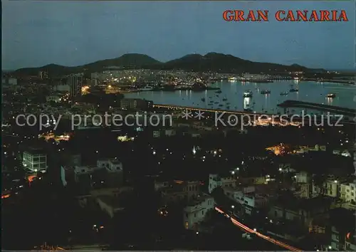 Las Palmas Gran Canaria Vista nocturna Nachtaufnahme Kat. Las Palmas Gran Canaria