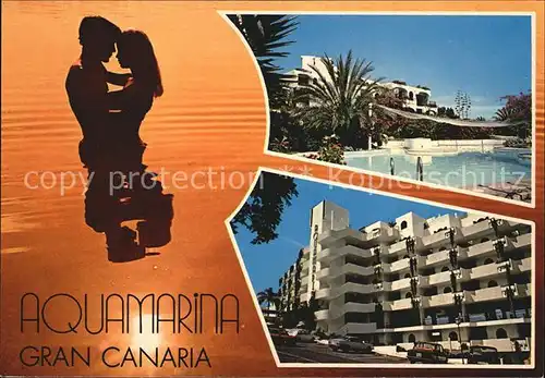 Gran Canaria Hotel Aquamarina Swimming Pool Liebespaar Sonnenuntergang Kat. Spanien
