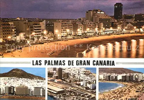 Las Palmas Gran Canaria Nachtaufnahme Strand Hotels Fliegeraufnahme Kat. Las Palmas Gran Canaria