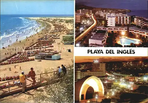 Playa del Ingles Gran Canaria Strand Hotels Nachtaufnahme Pavillon Moderne Wohnanlagen Kat. San Bartolome de Tirajana