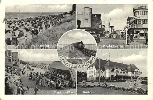 Westerland Sylt Hindenburgdamm Strand Musikpavillon Kurhaus Kat. Westerland