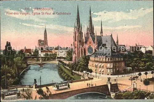 Strasbourg Alsace Pont des Vosges Eglise St Paul et Cathedrale Kat. Strasbourg