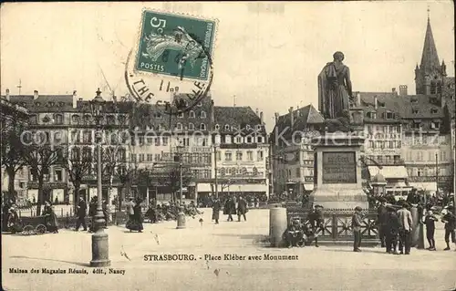 Strasbourg Alsace Place Kleber Monument Statue Stempel auf AK Kat. Strasbourg