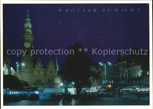 Wroclaw Nachtaufnahme Rathaus Kat. Wroclaw Breslau