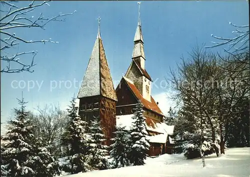Hahnenklee Bockswiese Harz Gustav Adolf Kirche Winter Kat. Goslar
