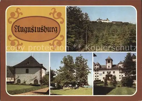 Augustusburg Blick zur Burg Brunnenhaus Schlosslinde Kat. Augustusburg