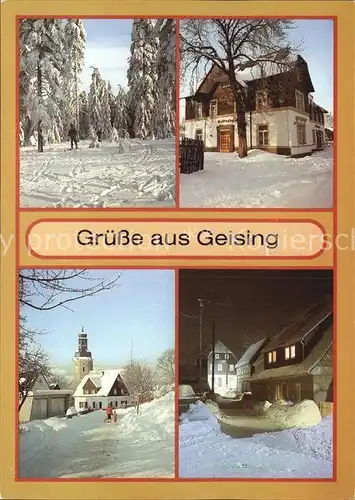 Geising Erzgebirge HO Hotel Geisinghof Winterstimmung bei Nacht Kat. Geising Osterzgebirge