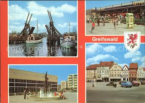Greifswald Wiecker Klappbruecke Technisches Denkmal Kaufhalle 8. Mai