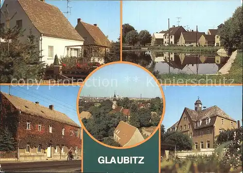 Glaubitz Kurze Strasse Dorfteich Postamt Schule Kat. Glaubitz