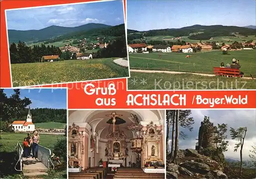 Achslach Kirche Burgruine Panoramen Kat. Achslach