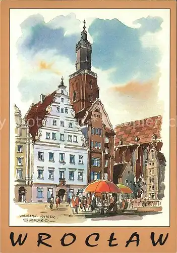 Wroclaw Kirche Markt Kuenstlerkarte Kat. Wroclaw Breslau