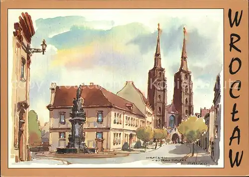 Wroclaw Kirche Kuenstlerkarte Kat. Wroclaw Breslau