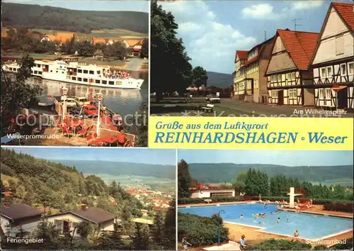 Reinhardshagen Weserpromenade Wilhelmsplatz Schwimmbad Feriengebiet Kat. Reinhardshagen