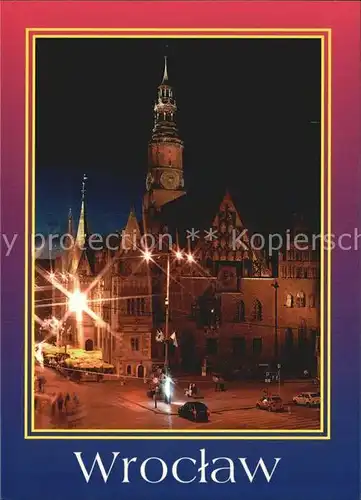 Wroclaw Rathaus Abendstimmung Kat. Wroclaw Breslau