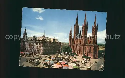 Wiesbaden Marktplatz Rathaus Kirche Kat. Wiesbaden