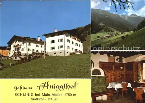 Schlinig Mals Suedtirol Gasthaus Anigglhof Kat. Mals Vinschgau