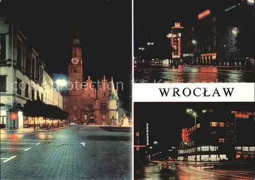 Wroclaw Rathaus Nachtaufnahme Kat. Wroclaw Breslau