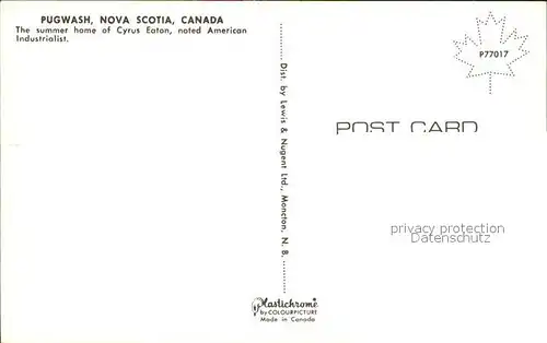 Nova Scotia Pugwash Kat. Halifax