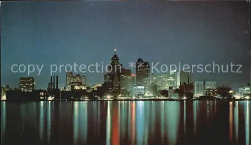 Windsor Ontario Skyline of Detroit Michigan Nachtaufnahme Kat. Windsor