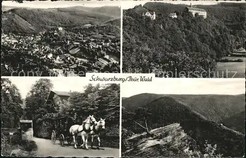 Schwarzburg Thueringer Wald Luftaufnahme Schloss Pferdekutsche Kat. Schwarzburg