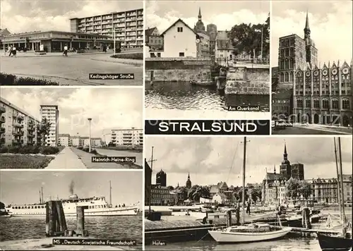 Stralsund Mecklenburg Vorpommern Kedlingshaeger Strasse Rathaus Querkanal MS Deutsch Sowjetische Freundschaft Kat. Stralsund