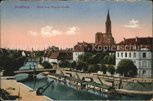 Strassburg Elsass Blick von den Fischerstaden Muenster Cathedrale Kat. Strasbourg