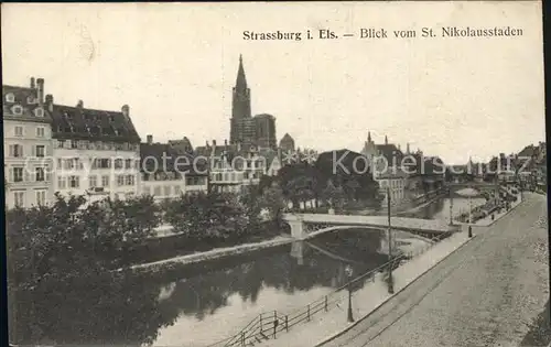 Strassburg Elsass Blick vom St Nikolausstaden Muenster Cathedrale Kat. Strasbourg