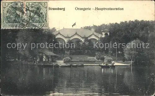 Strassburg Elsass Orangerie Hauptrestauration Stempel auf AK Kat. Strasbourg