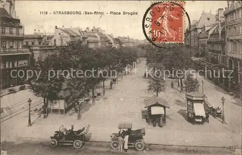 Strasbourg Alsace Place Broglie Platz Automobil Stempel auf AK Kat. Strasbourg