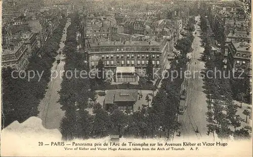 Paris Panorama pris de l Arc de Triomphe sur les Avenues Kleber et Victor Hugo Kat. Paris