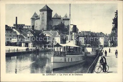 Annecy Haute Savoie Le Port et le Chateau Bateau Kat. Annecy