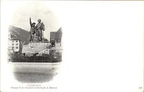 Chamonix Groupe de Saussure et du Guide J Balmat Monument Statue Kat. Chamonix Mont Blanc