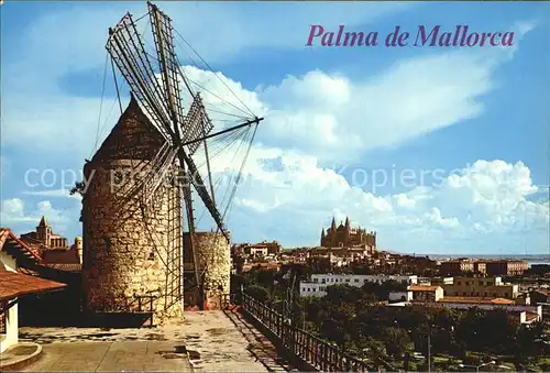 Palma de Mallorca Windmuehle Kathedrale Kat. Palma de Mallorca