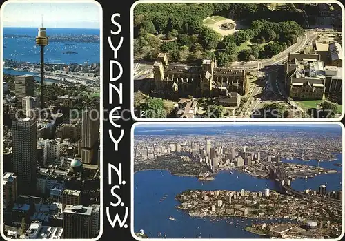Sydney New South Wales Tower and Harbour Queens Square St Marys Cathedral Aerial view Kat. Sydney