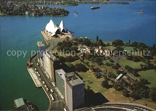 Sidney Aerial view of Sydney Opera House with Government House and Botanical Garden