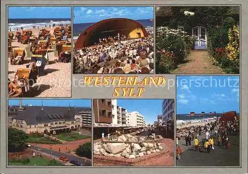 Westerland Sylt Strand Konzertpavillon Friesenhaus Hotel Strasse Promenade Kat. Westerland