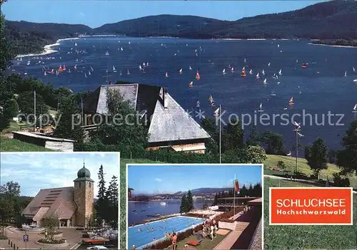 Schluchsee Seepanorama Kirche Schwimmbad Kat. Schluchsee