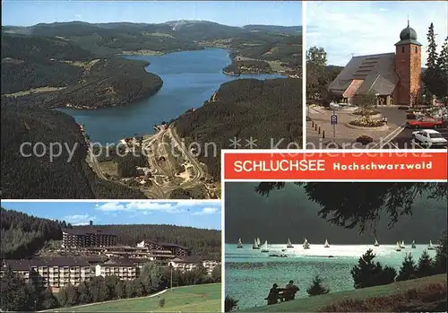 Schluchsee Fliegeraufnahme Kirche Hotels Seeblick Kat. Schluchsee