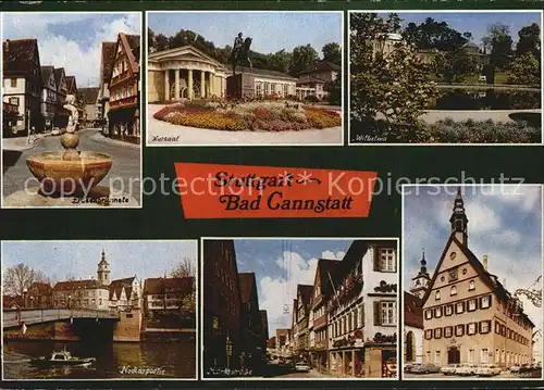 Bad Cannstatt Erbsenbruennele Kursaal Wilhelma Neckarpartie Marktstrasse Rathaus Kat. Stuttgart