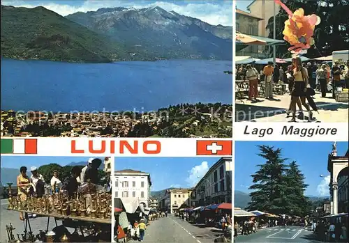Luino Lago Maggiore Panorama und Markt   Kat. Lago Maggiore