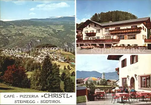 Steinegg Karneid Suedtirol Cafe Pizzaria Christel Terrasse Aussenansicht Kat. 