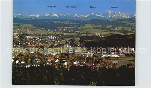 Kempten Allgaeu Panorama Hochplatte Geyerkoepfe Saeuling Zugspitze Kat. Kempten (Allgaeu)